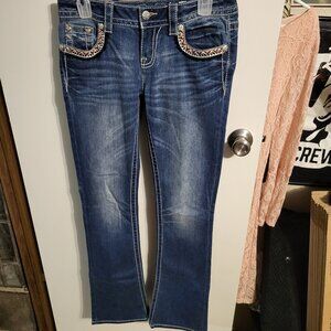 WOMANS MISS ME EMBROIDERED SIGNATURE BOOT CUT JEANS SZ 27